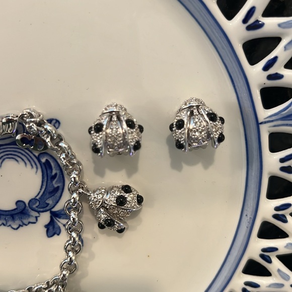 Christian Dior Vintage Ladybug Set (Charm Bracelet, Clip-On Earrings, & Pin) 🐞 - Picture 3 of 7